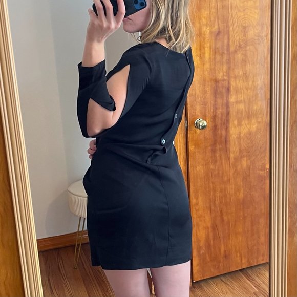 Theory black buttery silk dress with split sleeves - Picture 5 of 7